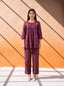 Wine linen coordinate set with khat, French knot and hand embroidery