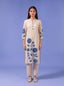 Blue cotton kurta set with blue floral hand embroidery