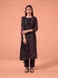 Black semi tussar hand embroidery salwar suit