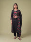 Black semi tussar hand embroidery salwar suit