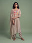 Beige chanderi salwar suit with multicolour thread and sequins work