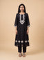 Black chanderi patch work and sequins embroidery kurta set