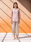 Peach gauze linen coordinate set with lace and yoke embroidery