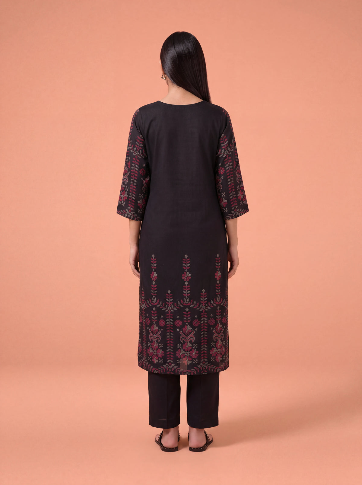 Black semi tussar hand embroidery salwar suit