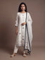 White cotton silk salwar suit with hand sequins