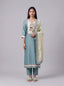 Mint tussar salwar suit with kardana embroidery